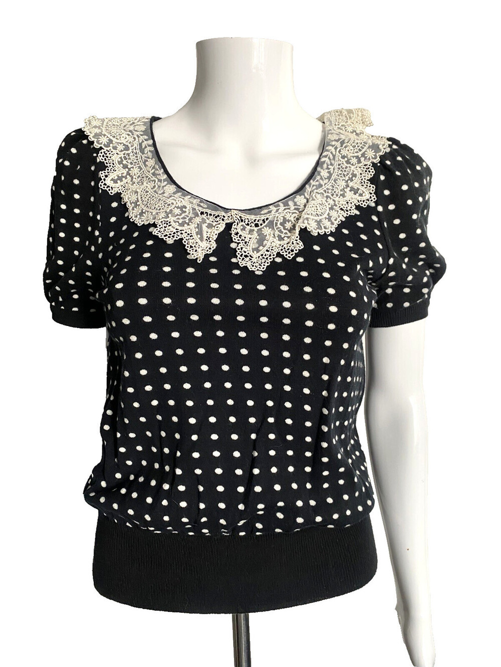 Vintage Blumarine Polka Dot Top IT-40/42 Lace Cotton